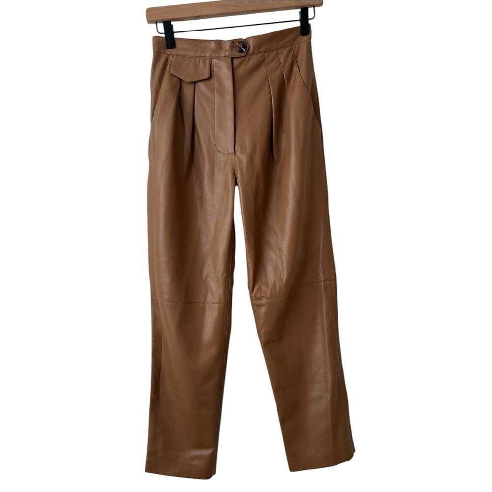 Nanushka Mitsu Vegan Leather Tapered Trousers Size S - Picture 2 of 11